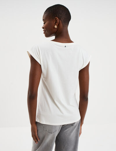T-shirt col rond manches courtes coton blanc femme