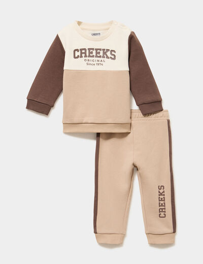 Ensemble de jogging sweat et pantalon sable b&eacute;b&eacute; gar&ccedil;on