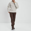 Pull col châle manches longues ivoire homme