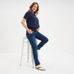 Jeans grossesse droit avec bandeau denim stone femme maternit&eacute;