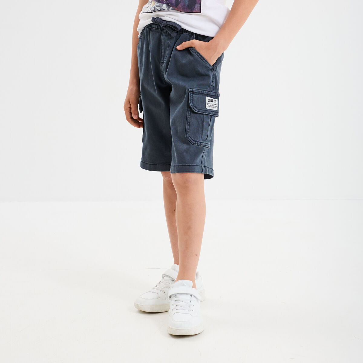 Bermuda cargo coton bleu marine garçon