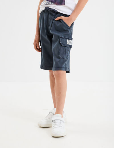 Bermuda cargo coton bleu marine garçon