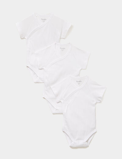 Lot 3 bodies crois&eacute;s manches courtes blanc b&eacute;b&eacute;