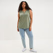 D&eacute;bardeur col tunisien vert kaki femme grande taille