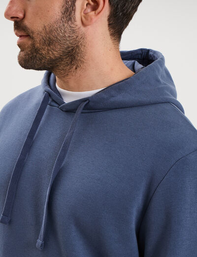Sweat molleton &agrave; capuche hoodie bleu lavande homme