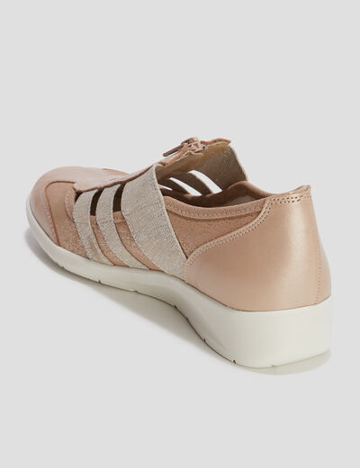 Derbies zippées pied large sable femme
