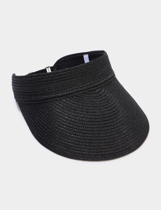 Visi&egrave;re paille tress&eacute;e noir femme