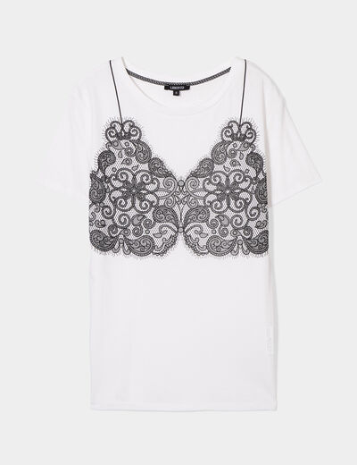 T-shirt manches courtes coton Liberto ecru femme