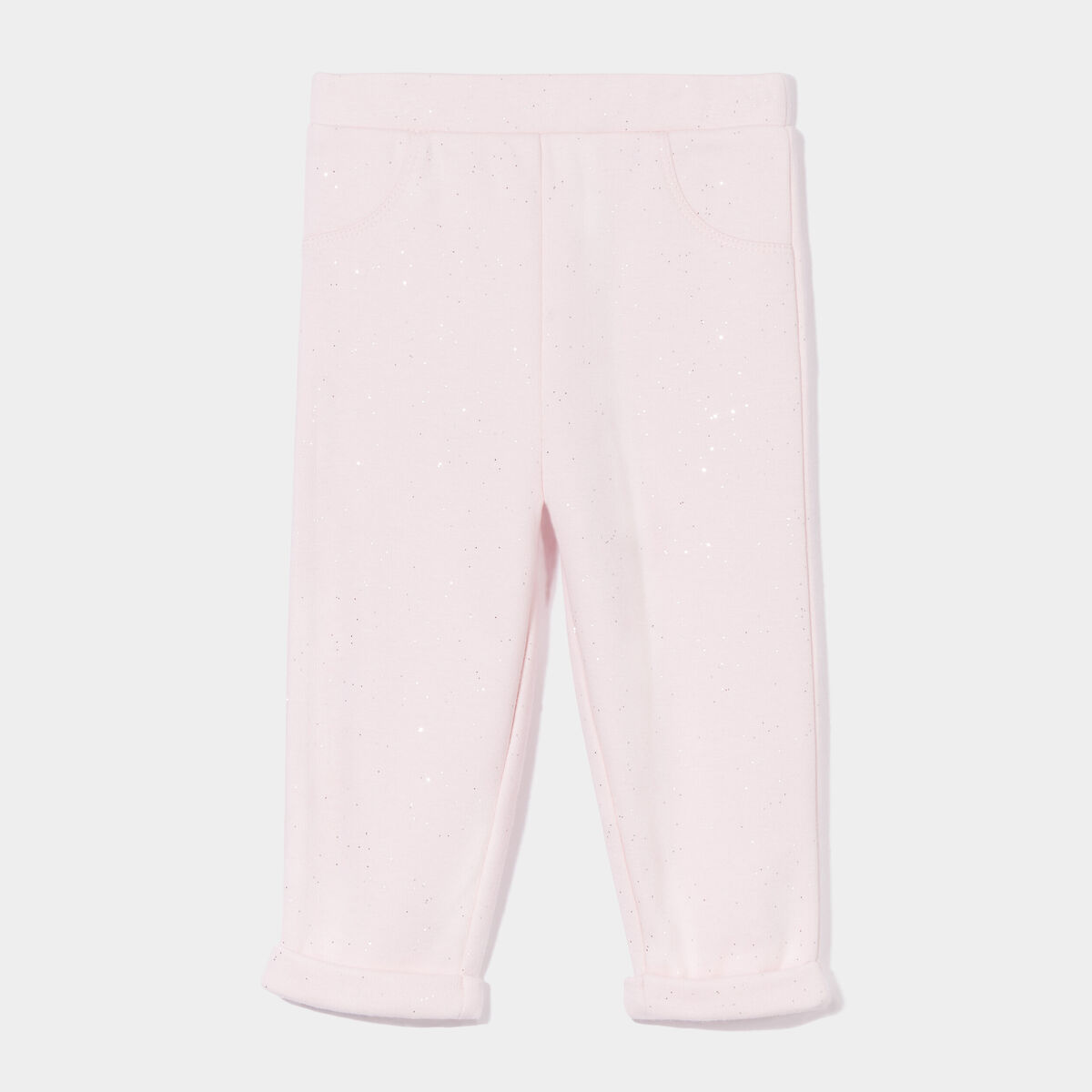 Pantalon doublé à paillettes rose clair bébé fille