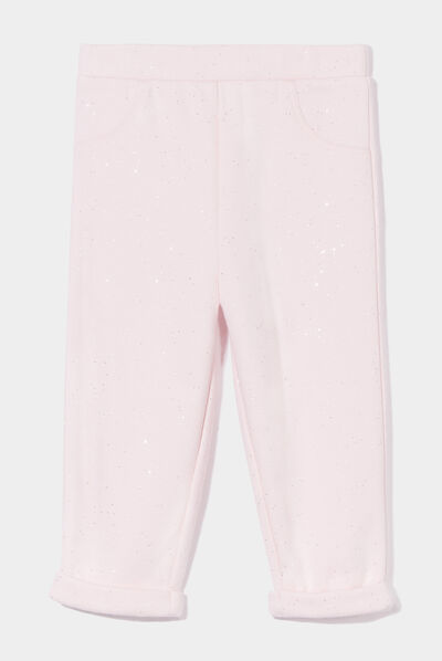 Pantalon doublé à paillettes rose clair bébé fille