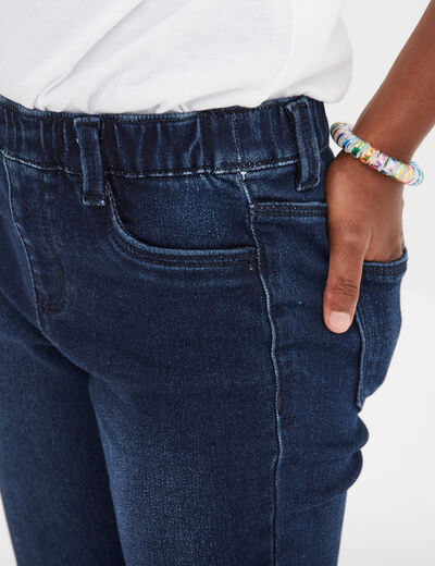 Jegging stretch élastiqué en molleton bleu fille