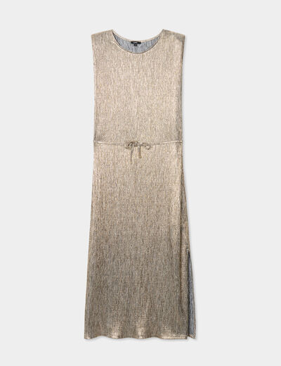 Robe midi droite sans manches jaune or femme