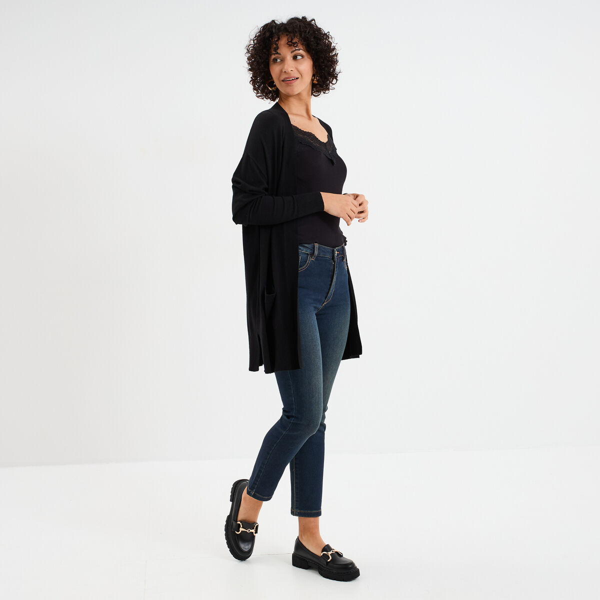 Jean stretch slim 7/8 &egrave;me denim dirty femme