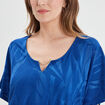 T-shirt col V à chaine manches courtes bleu electrique femme