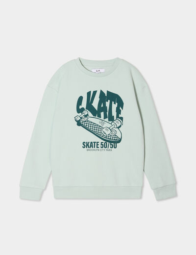 Sweat col rond manches longues vert pastel garçon