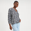 Blouse ajour&eacute;e manches 3/4 col en V ecru femme
