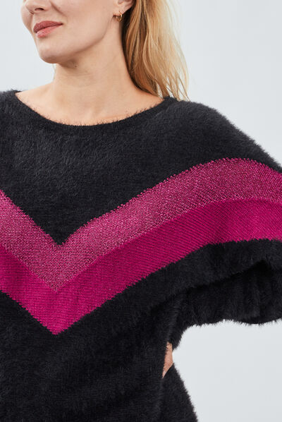 Pull manches longues noir femme