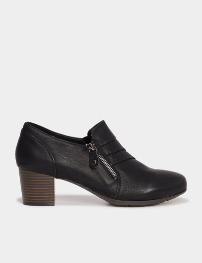 Loafers à talons zippées Confortissimo noir femme