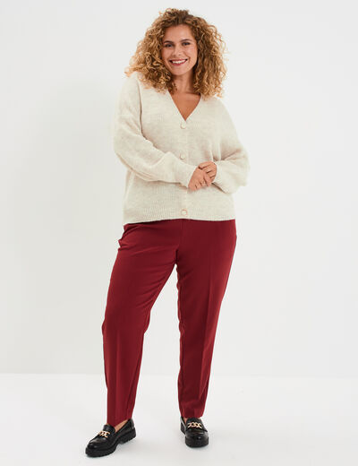 Pantalon city paperbag taille &eacute;lastiqu&eacute;e bordeaux femme grande taille
