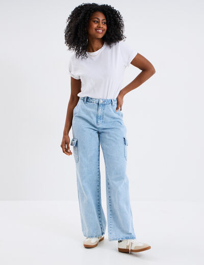 Jeans cargo taille standard Creeks denim triple stone femme