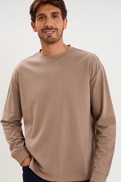 T-shirt col rond manches longues gris homme