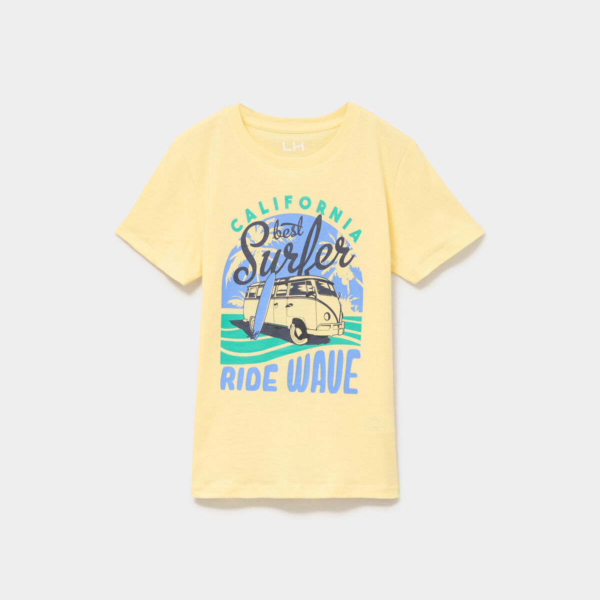 T-shirt manches courtes col rond coton jaune gar&ccedil;on