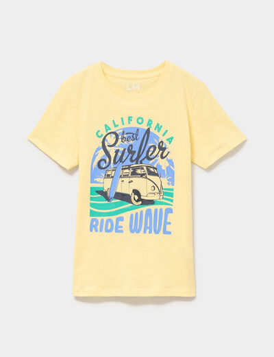 T-shirt manches courtes col rond coton jaune gar&ccedil;on