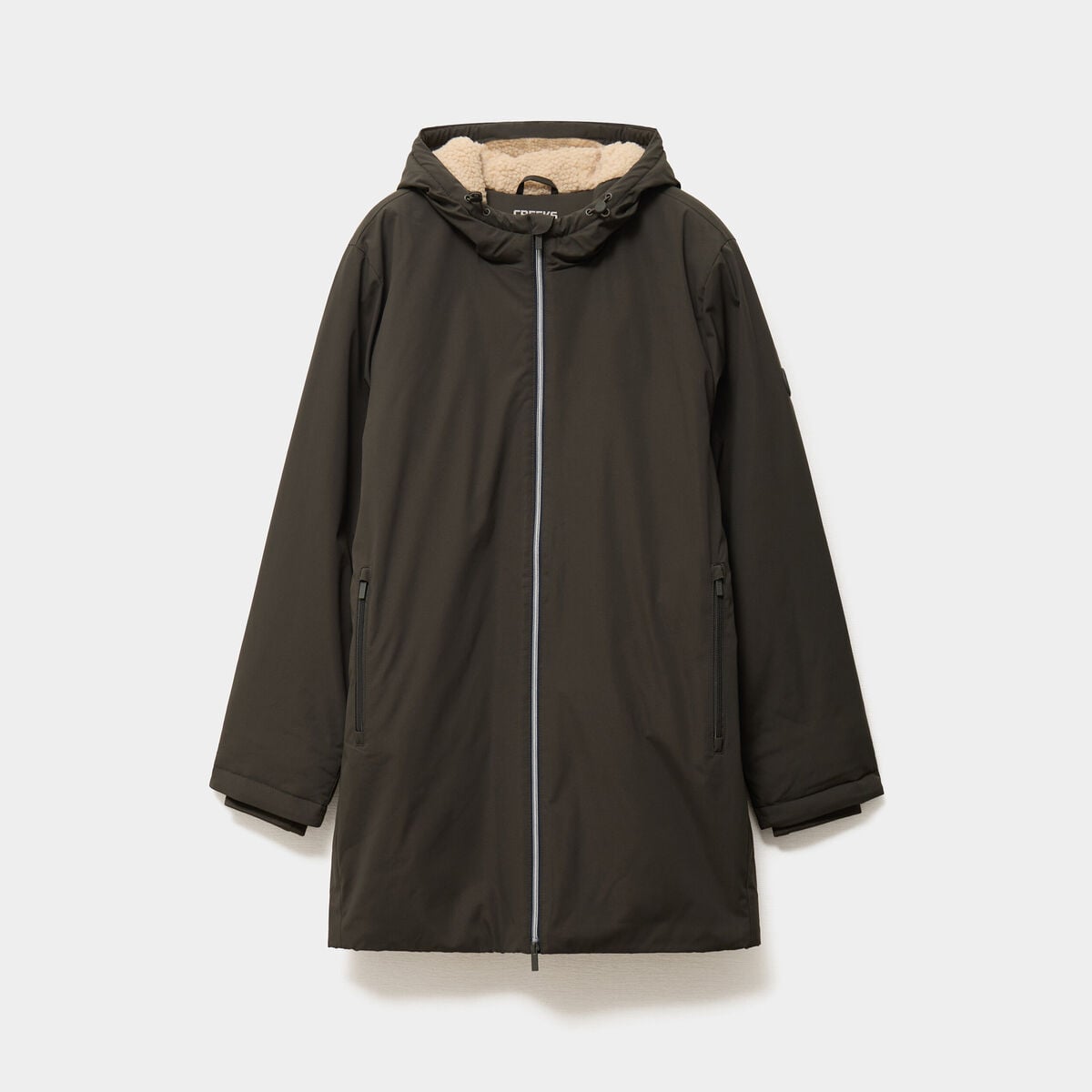 Parka coupe-vent d&eacute;perlante doubl&eacute;e vert kaki homme
