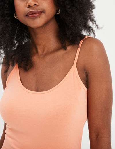 Débardeur coton bretelles réglables rose corail femme