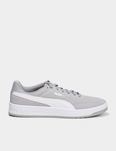 Baskets &agrave; lacets en cuir Puma Clean SD gris homme