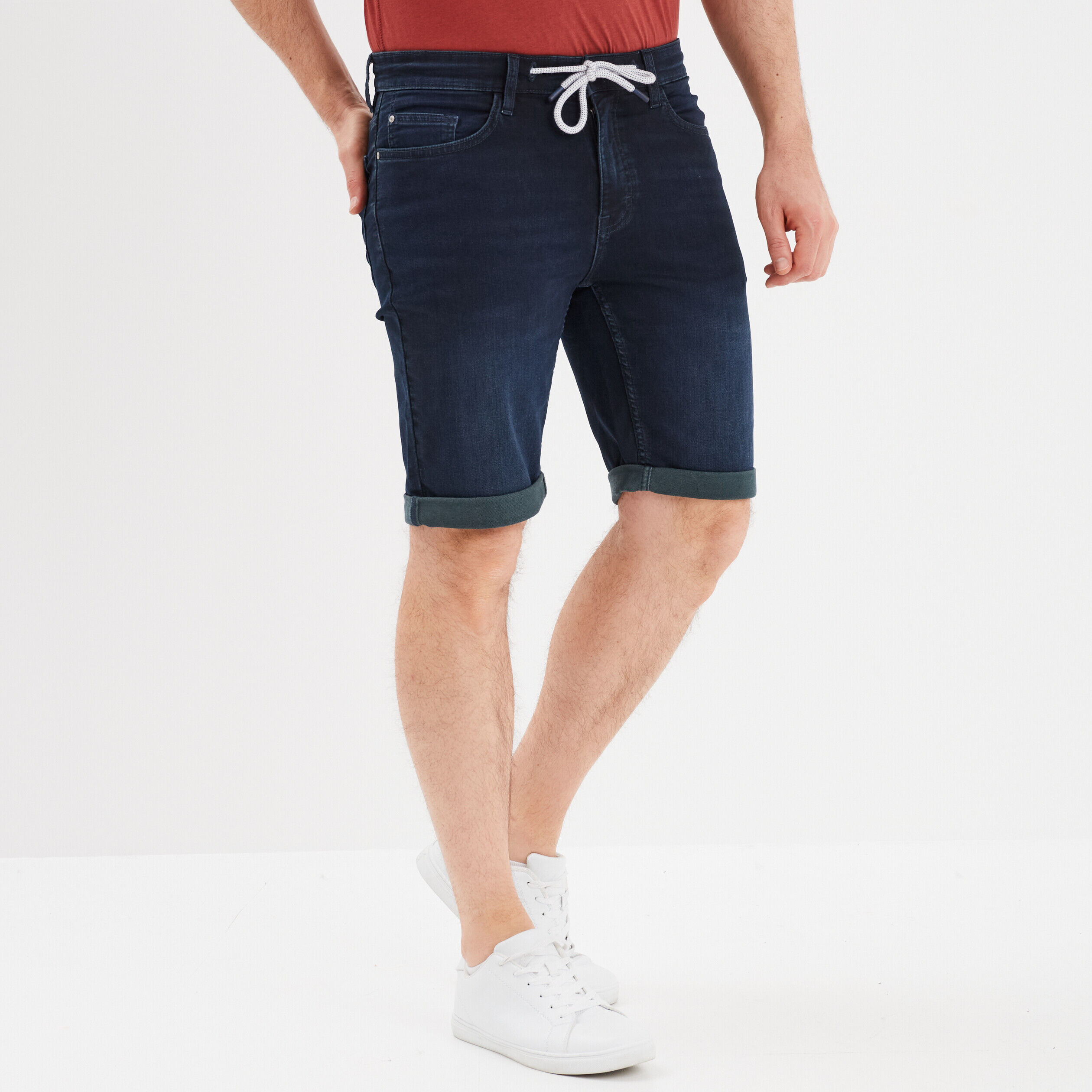 Bermuda droit à coulisse en jean Creeks denim blue black homme CREEKS