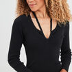 Robe pull moulante à bretelles nouées noir femme
