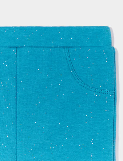 Pantalon doublé à paillettes vert turquoise bébé fille