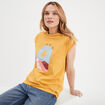 T-shirt col rond manches courtes Creeks jaune moutarde femme