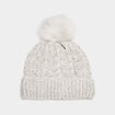 Bonnet &agrave; pompon fausse fourrure gris femme