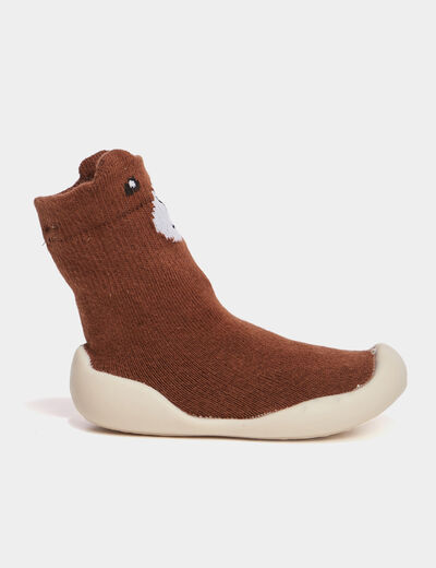 Chaussons chaussettes marron bébé garçon