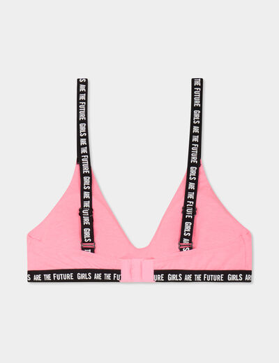 Lot 2 brassières forme triangle coton rose fluo fille