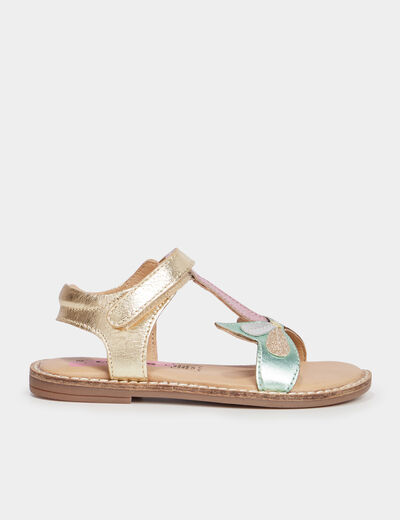 Sandales papillons en cuir multicolore fille
