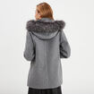 Manteau zipp&eacute; capuche fausse fourrure gris femme