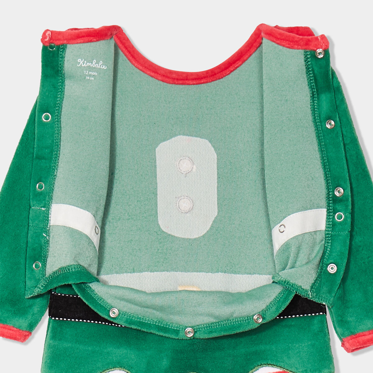 Ensemble No&euml;l dors-bien boutonn&eacute; bonnet vert b&eacute;b&eacute;