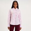 Chemise brod&eacute;e manches longues rose femme
