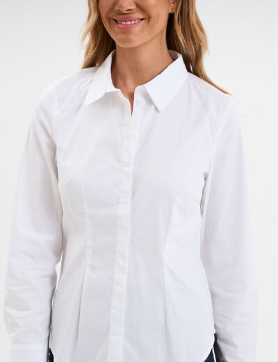 Chemise cintrée manches longues blanc femme