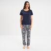 Ensemble pyjama pantalon t-shirt coton bleu marine femme