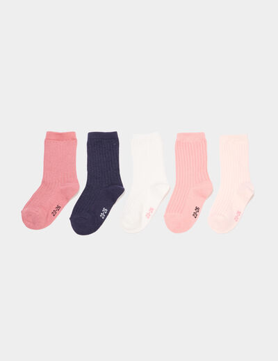 Lot 5 paires chaussettes côtelées multicolore bébé fille