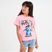 T-shirt manches courtes Stitch rose fluo fille