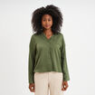 Chemise manches retroussables vert kaki femme