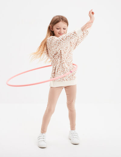 Ensemble sweat long et legging beige fille