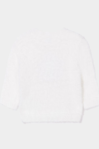 Pull mailles duveteuses Kimbaloo blanc bébé fille