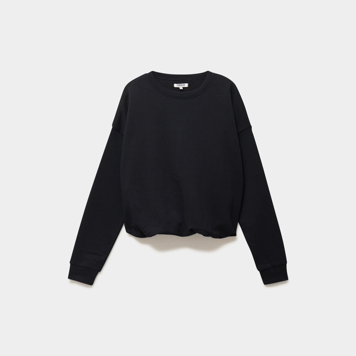 Sweat col rond manches longues noir femme