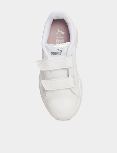 Tennis basses à scratchs Puma blanc fille